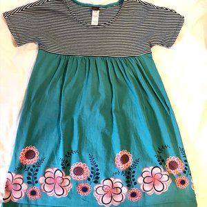 Blue Tea dress with pink flowers